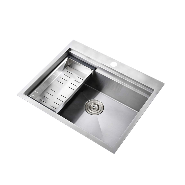 Stainless steel 304 Workstation Satin Topmount kitchen handmade single bowl sink with double ledge