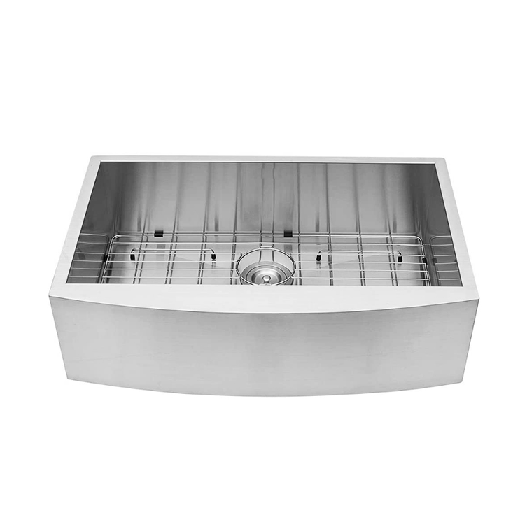 Stainless steel SUS304 Satin Farmhouse Apron Front kitchen handmade single bowl sink 9154