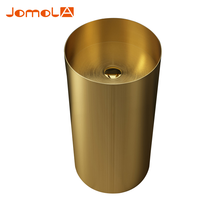 Hotel metal Standing Stainless Steel Public PVD gold round Bathroom Basins Sink