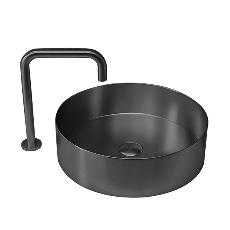 Stainless steel 304 nano black round wash basin bathroom sinks with pop up