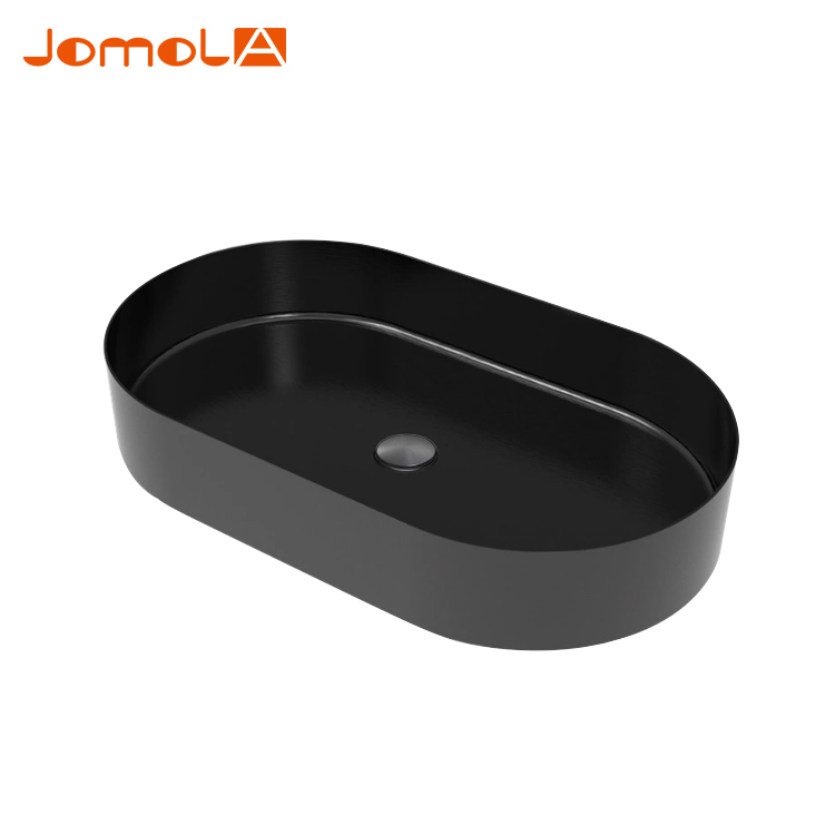 Modern oval round SS304 Sink Stainless Steel PVD black Bathroom Hand Wash basin