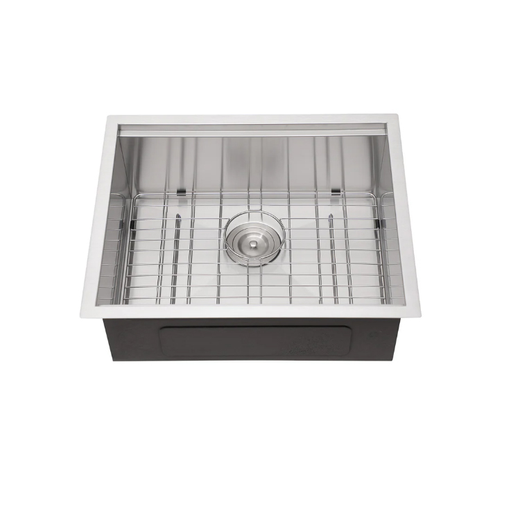 Small Stainless steel 304 Rectangular Satin Undemount Single Bowl Kitchen Workstation Handcrafted Bar Sink