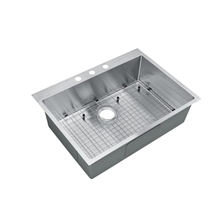 CUPC Stainless steel 304 square Satin Topmount Single Bowl Kitchen Workstation Handcrafted Sink