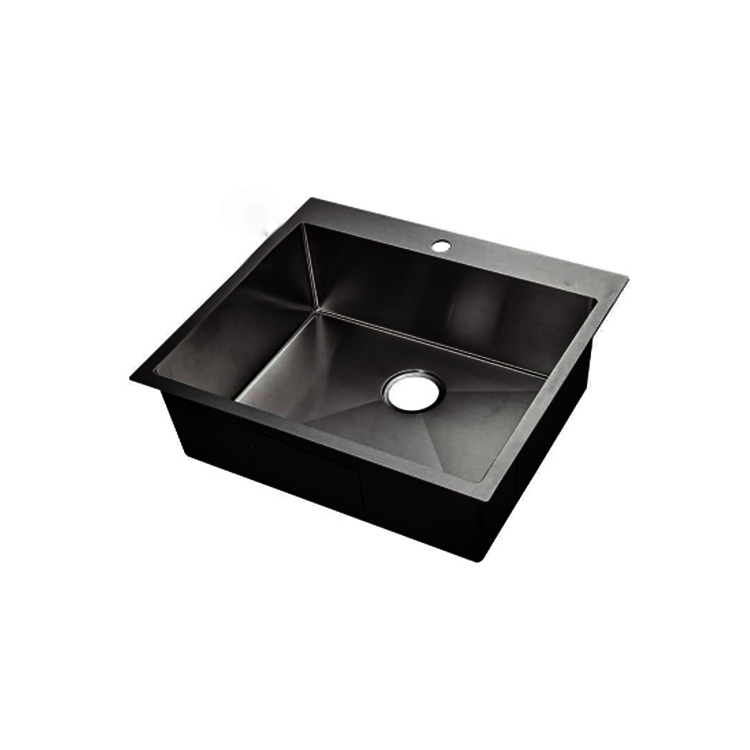 Stainless steel 304 PVD Black Topmount kitchen handmade single bowl sink 6355