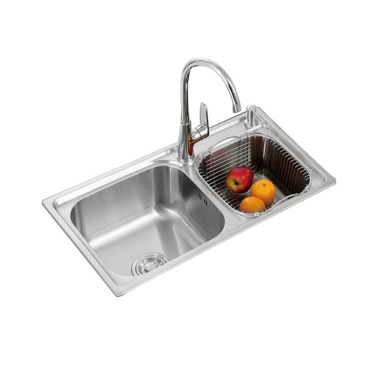 Stainless steel SUS304 Satin Punching Topmount kitchen double bowl 60/40 sink 6938