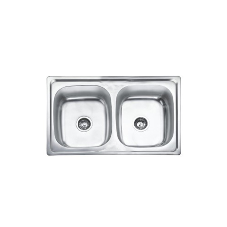 Stainless steel SUS304 Satin Punching Topmount kitchen double bowl 50/50 sink 6839