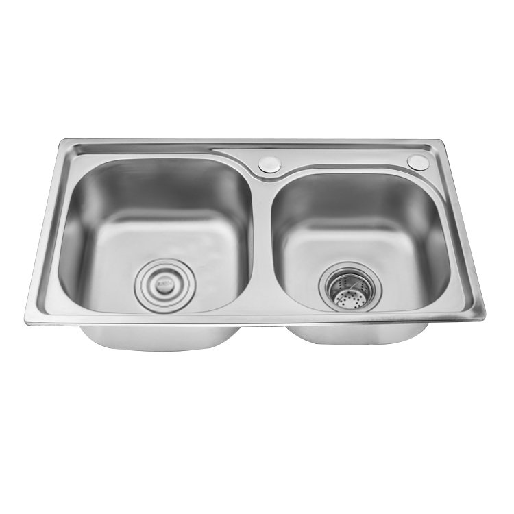 Stainless steel SUS304 Satin Punching Topmount kitchen double bowl 60/40 sink 7241