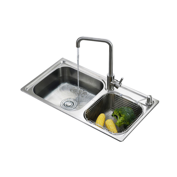 Stainless steel SUS304 Satin Punching Topmount kitchen double bowl 60/40 sink 7541