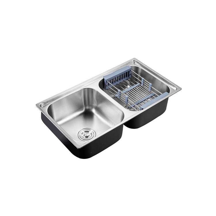 Stainless steel SUS304 Satin Punching Topmount kitchen double bowl 50/50 sink 7540