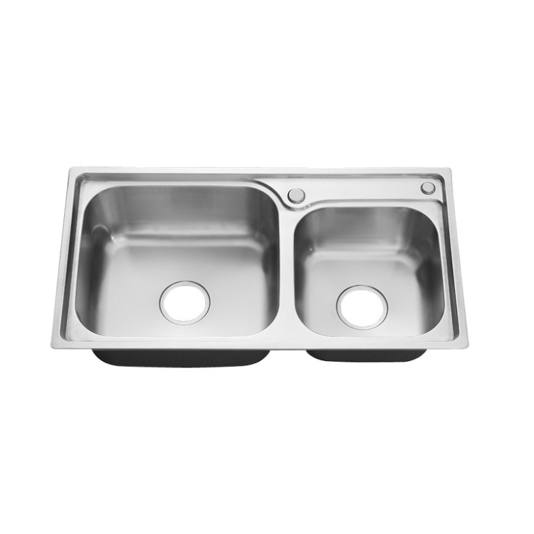 Stainless steel SUS304 Satin Punching above counter kitchen double bowl 60/40 sink 7541