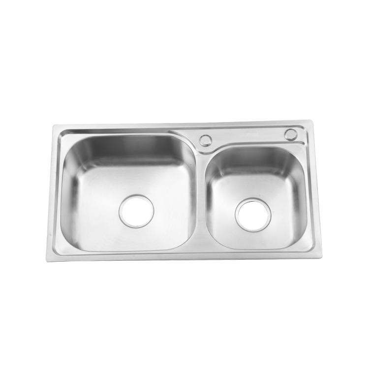 Stainless steel SUS304 Satin Punching Topmount kitchen double bowl 60/40 sink 7642